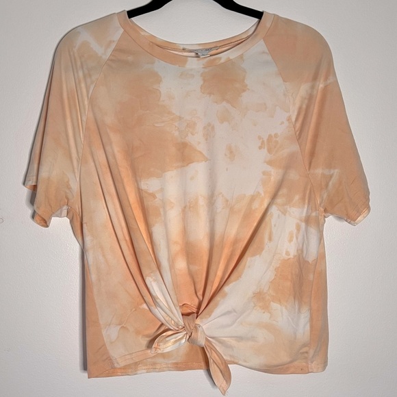 She + Sky Tops - She + Sky Tie-Dye Sherbet T-Shirt with Knot Detail - Women’s Large